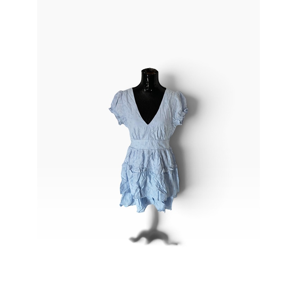 Altar'd State Ruffle Mini Dress Womens Large Light Blue Tiered FD2011H